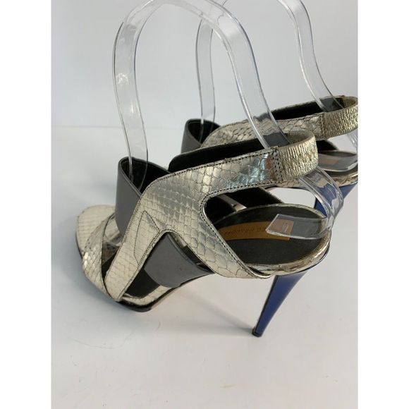 Womens Reed Krakoff Slingback Stiletto High Heel Size 38 EU 7.5 US Metalic 6064 - Picture 7 of 14